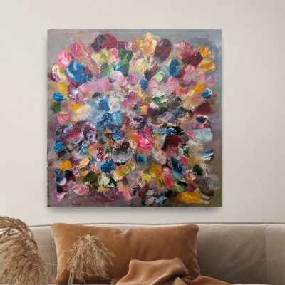 Abstrakt original konstverk 'Colorburst' 80x80 cm (ram ingår ej) - Susanne Grahn