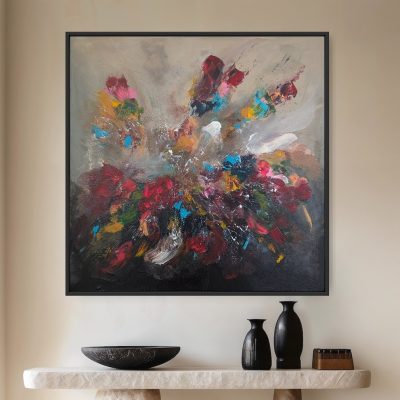 Abstrakt original konstverk "Rosy Embrace" 100x100 cm