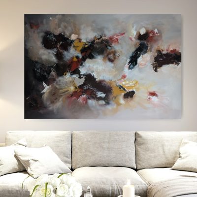 Abstrakt original konstverk 'Fading firelight' 100x150 cm (ram ingår ej) - Susanne Grahn