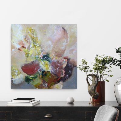 Abstrakt original konstverk 'Held in light' 30x30 cm deep edge - Susanne Grahn