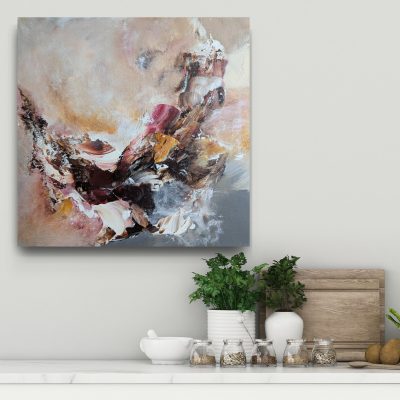 Abstrakt original konstverk Diptyk "Quiet Tide" 40x40 cm Deep edge 4 cm